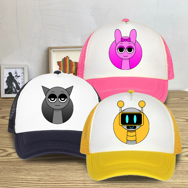 Trucker Cap Mesh - Sprunki 夏メッシュ野球帽男の子女の子ファッションカジュアル通気性ユニセックスストリートヒップホップトラック運転手キャップかわいい漫画バイザー帽子