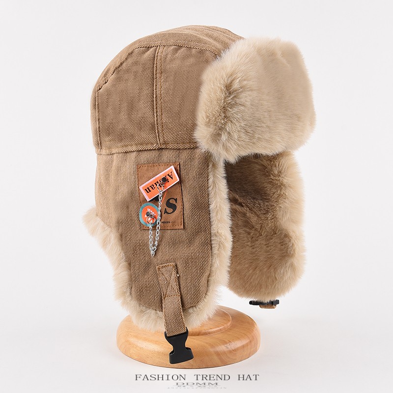 Trapper Hat Ear Flap - 男女兼用 冬用 厚手トラッパーハット 防風 暖かい イヤーフラップ付き