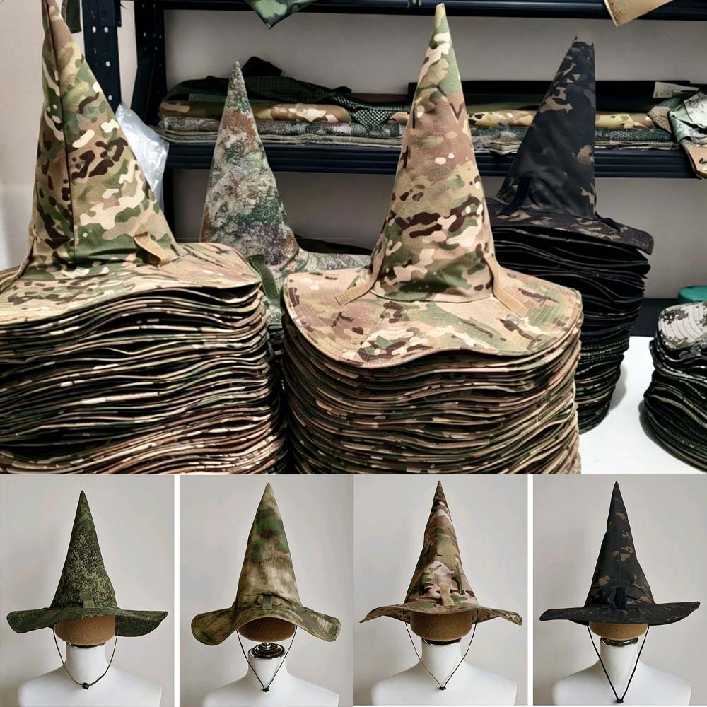 Boonie Hat Tactical - マジックウィザードハット戦術迷彩ハンティングブーニーハットエアソフトウィザードつば付きサンキャップ屋外コスプレ釣りキャンプハイキング用