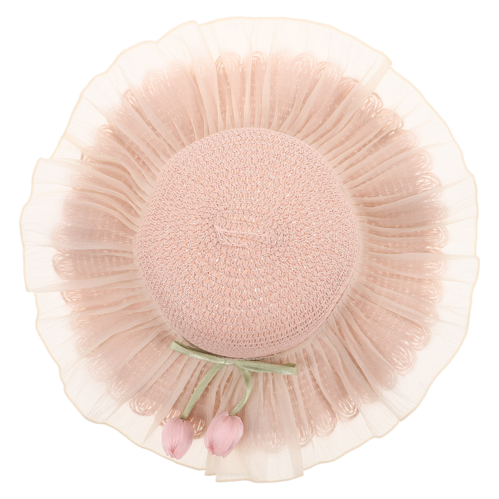 Sun Hat Wide Brim - 女の子用夏用麦わら帽子、調節可能なストラップ付き、広いつば、通気性のあるキッズバケットハット、日焼け防止ビーチアクセサリー