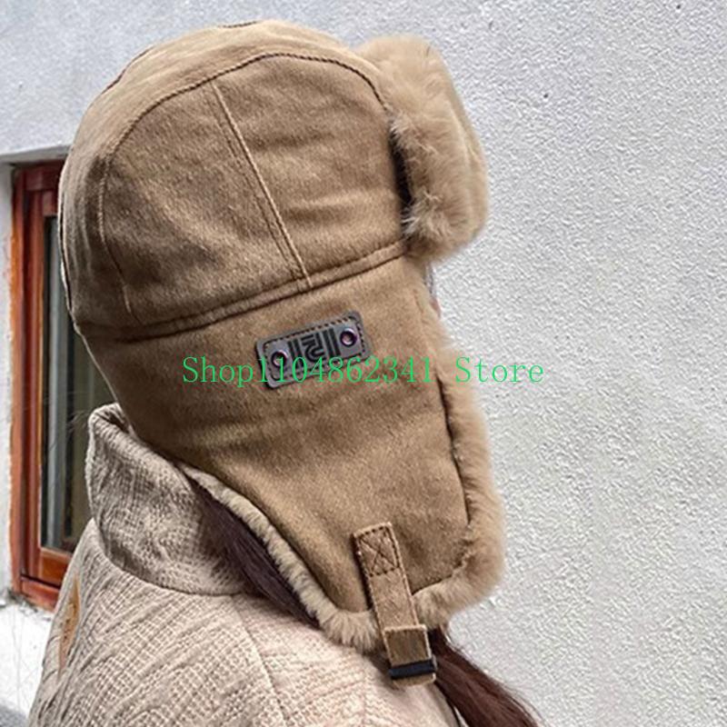 Trapper Hat Ear Flap - 652F 厚みのある防風ビーニーヴィンテージスタイル耳介帽子女性ティーン用耳を暖かく保つ帽子防寒厚みのあるトラッパーハット