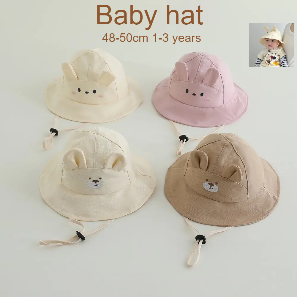 Bucket Hat Cotton - ベビーガールズサンハット 48-50cm コットンパナマキッズバケットハット UVカット ベビービーチハット 男の子女の子