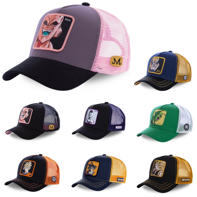 Trucker Cap Mesh - ドラゴンボール息子悟空メンズキャップ,ヒップホップスタイルのサンバイザー,調節可能なメッシュキャップ,旅行,夏,新品