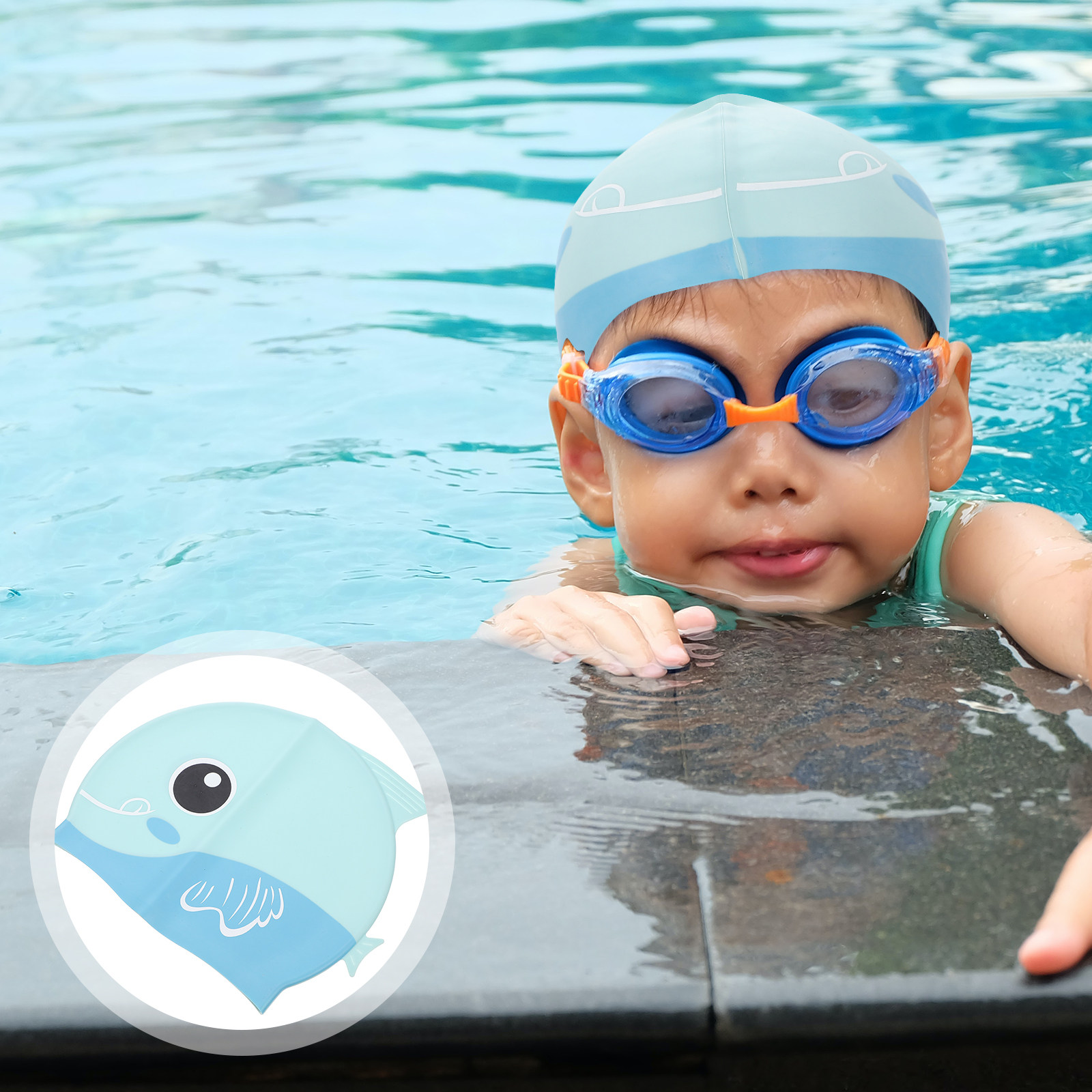 Swim Hat Silicone - シリコーン水泳キャップ漫画子供用帽子拡張つば防水軽量柔軟で快適な髪を保護する水泳用