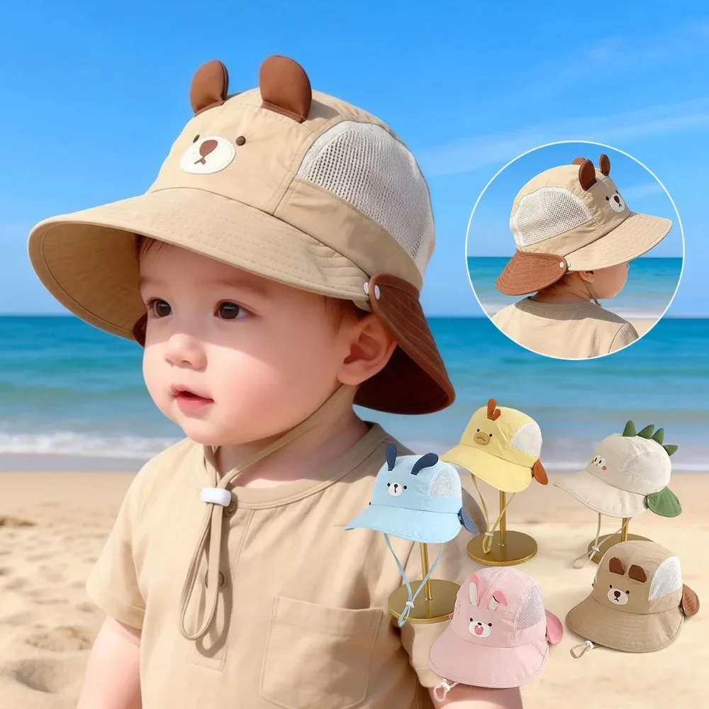 Bucket Hat Cotton - かわいい漫画ベビー漁師帽子夏メッシュ通気性バケットハット幼児子供屋外カジュアルパナマ盆地キャップ