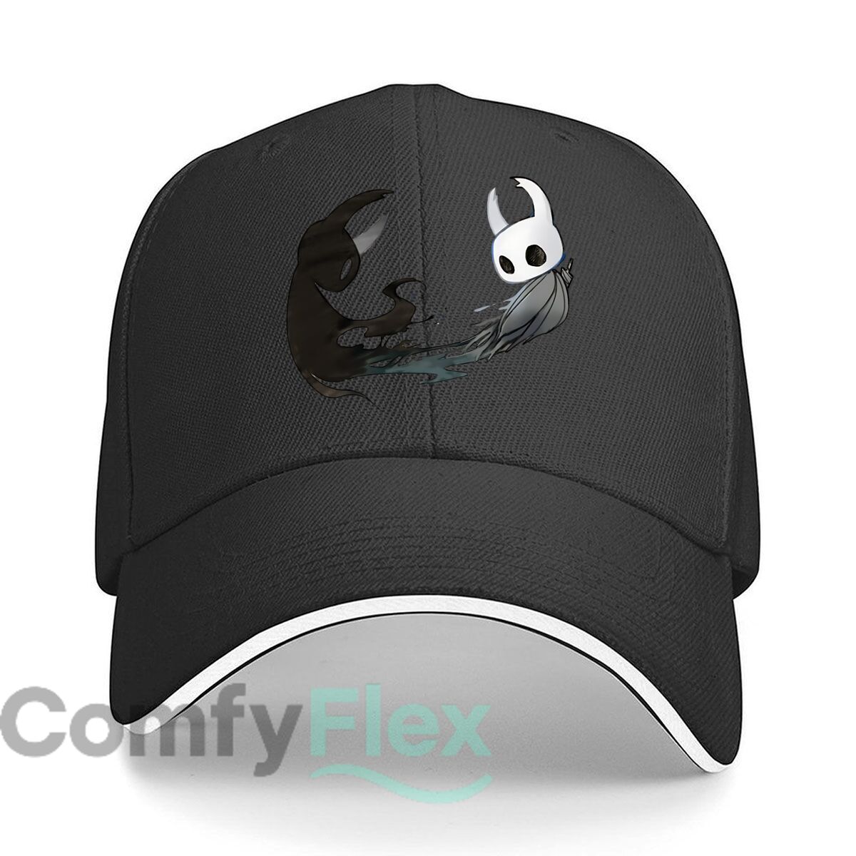 Baseball Cap Structured - ホロウナイト＆ヴォイドエンティティイラスト ヒップホップハット ファッション アウトドアスポーツ サンドイッチベースボールキャップ