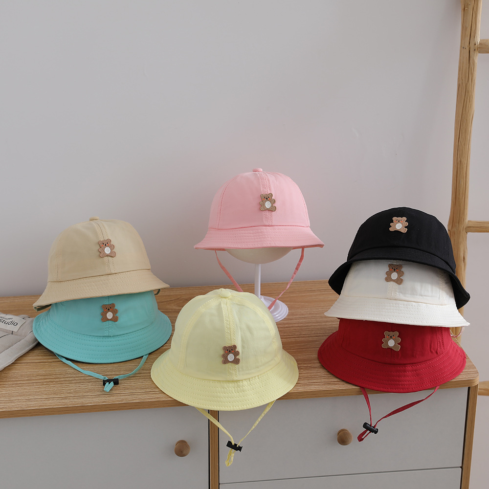 Bucket Hat Cotton - 子供日焼け止めアウトドアレジャーキャップ 48-50 センチメートル春夏女の子クマ柄フィッシャーハット少年バケットハット子供キャップ