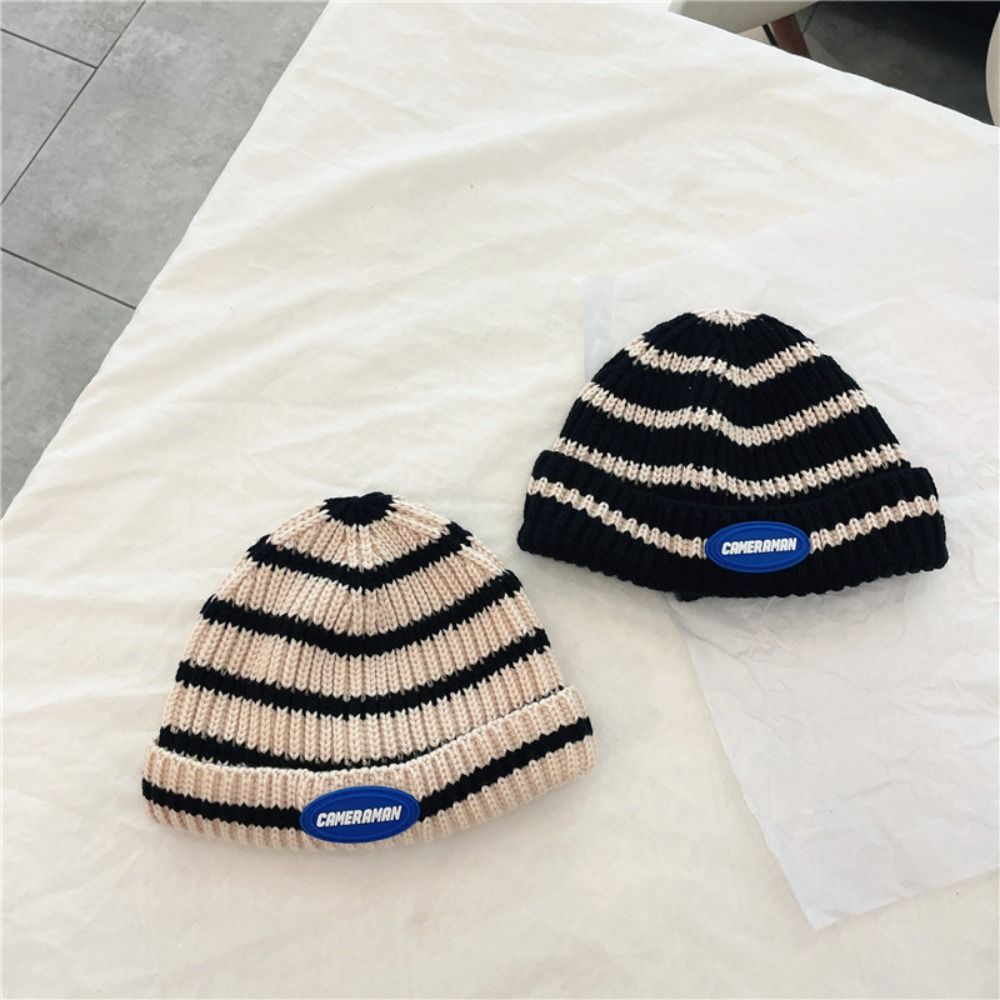 ファッション暖かい子供用帽子通気性のある快適なストライプニッ - Beanie Cuffed Knit のレビューと価格