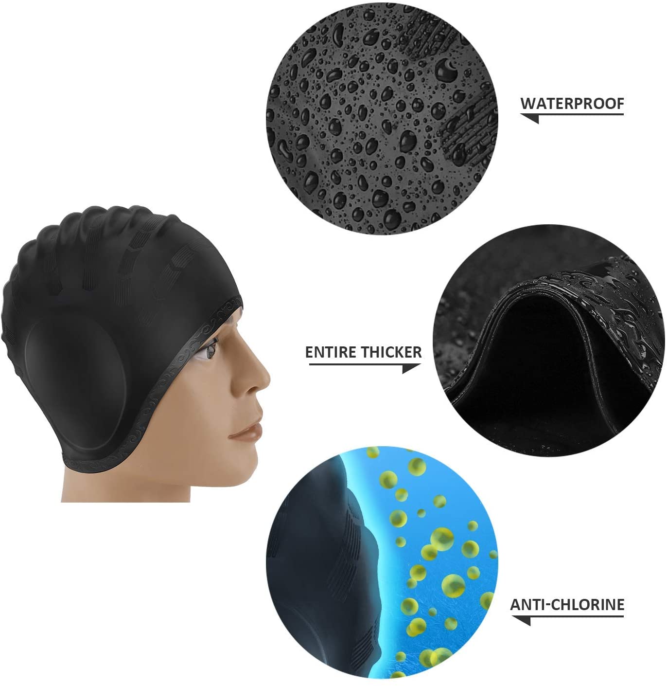 大人水泳キャップ男性女性シリコーンプールキャップ耳保護入浴帽 - Swim Hat Silicone のレビューと価格