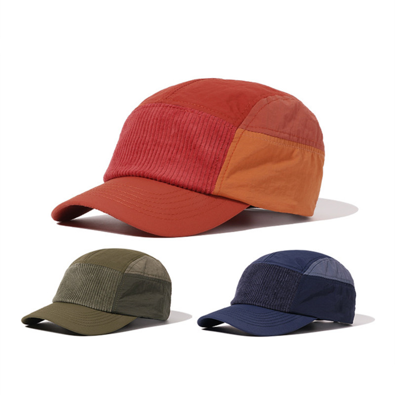 5パネルストリートスタイルワークウェア野球帽、カラーブロック - Corduroy Cap 5 Panel のレビューと価格
