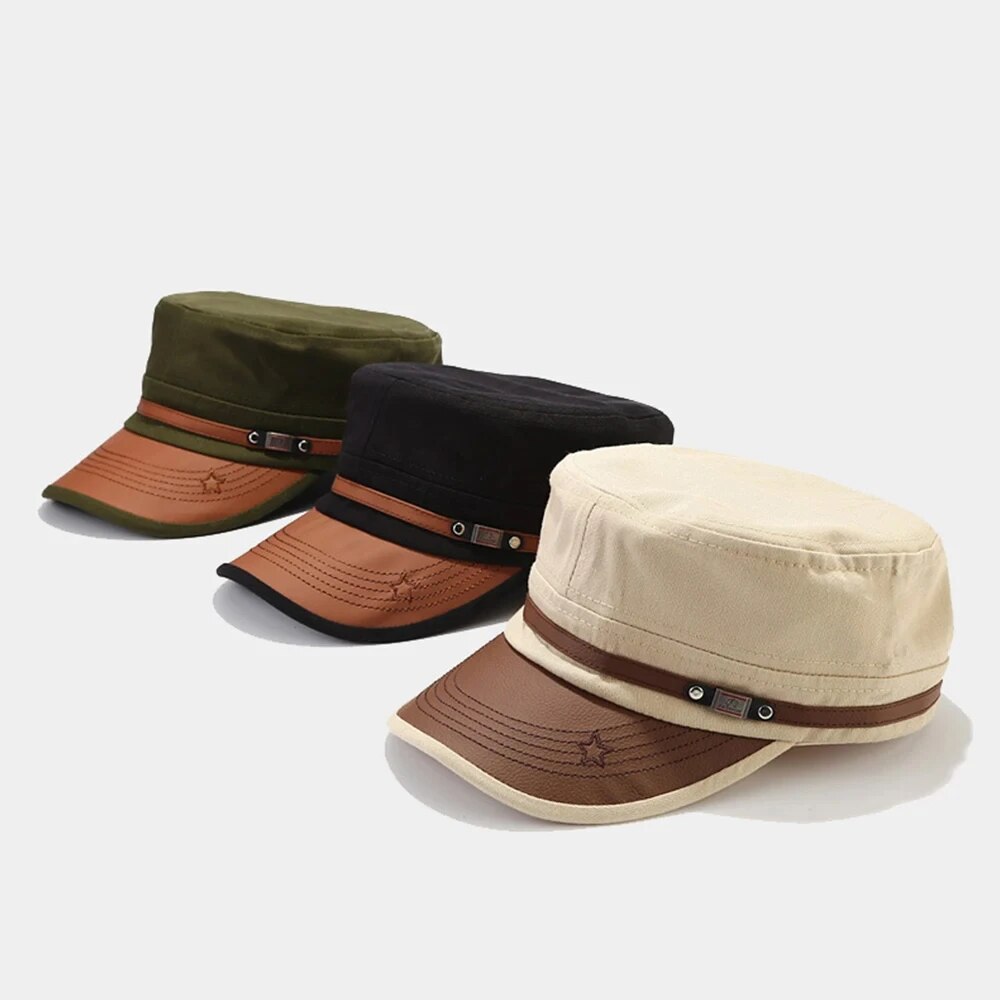カジュアル士官候補生帽子男フラットトップキャップファッション - Dad Hat Cotton のレビューと価格