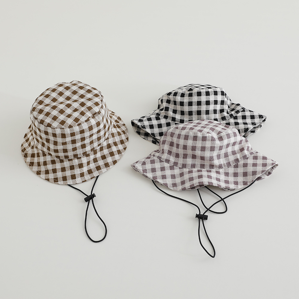 つば広秋用サンハット ベビーチェック柄フィッシャーマンハット - Bucket Hat Cotton のレビューと価格