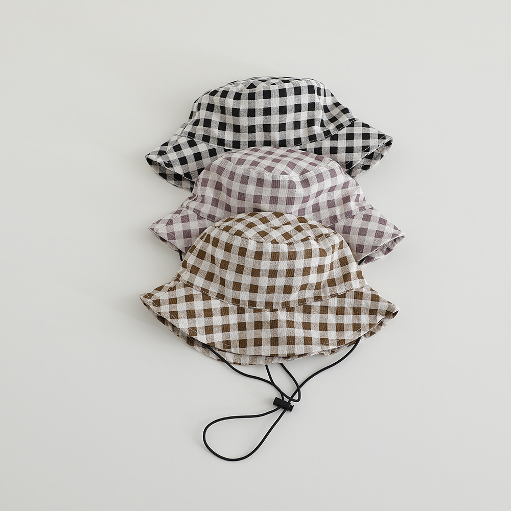 つば広秋用サンハット ベビーチェック柄フィッシャーマンハット - Bucket Hat Cotton のレビューと価格