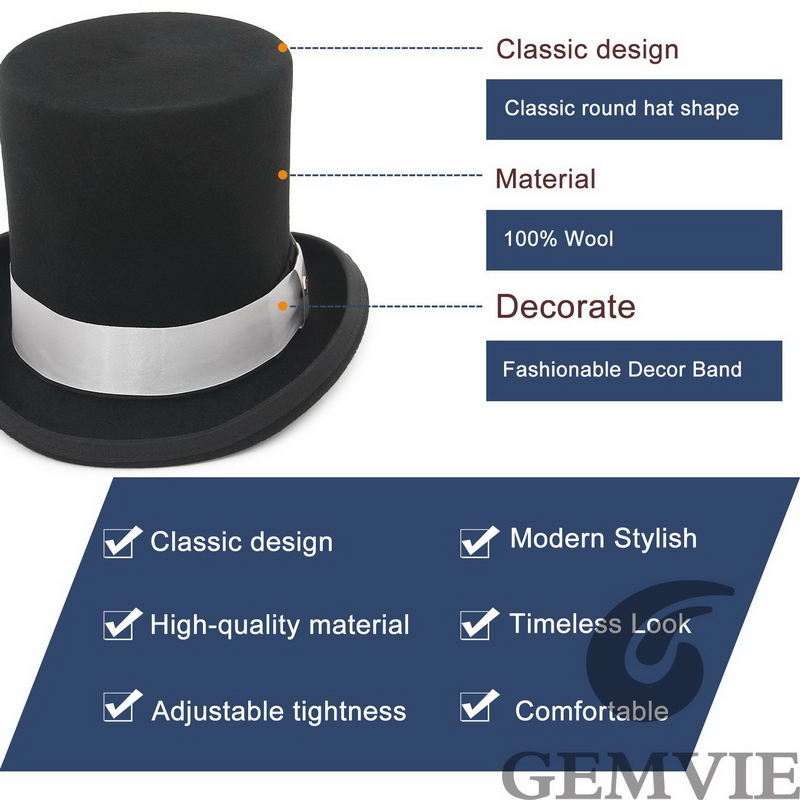 GEMVIE 17 センチメートル 100% ウールフェルト - Fedora Hat Wool のレビューと価格