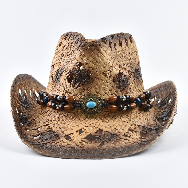 パナマソフト手作りカウボーイ麦わら帽子夏男性女性中空ビーチ帽 - Cowboy Hat Straw のレビューと価格