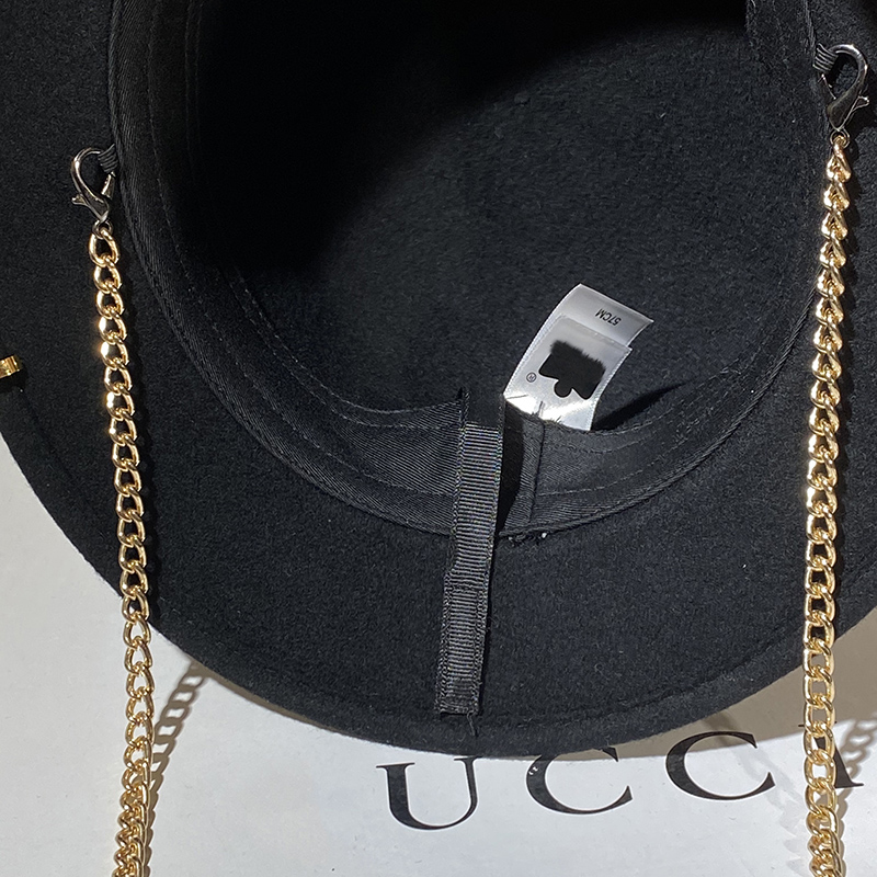 Uspop-装飾的なウールの帽子,女性用,チェーン付き,ファ - Fedora Hat Wool のレビューと価格
