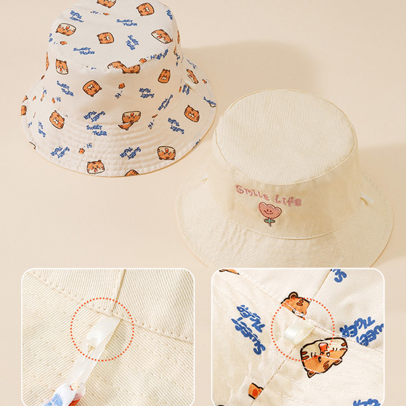 文字刺繍入りベビーバケットハット両面プリント幼児用ベビーボー - Bucket Hat Cotton のレビューと価格
