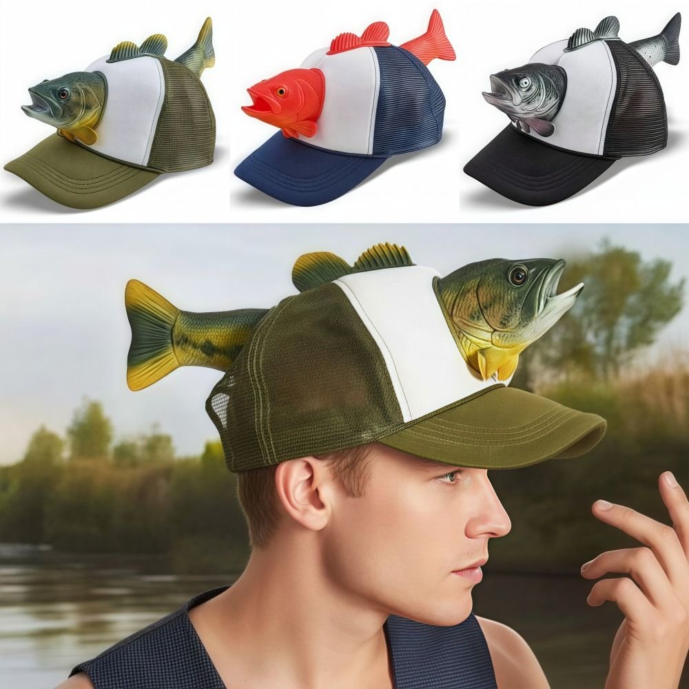 面白い 3D 魚動物トラック運転手帽子メッシュ調節可能なフィ - Trucker Cap Mesh のレビューと価格