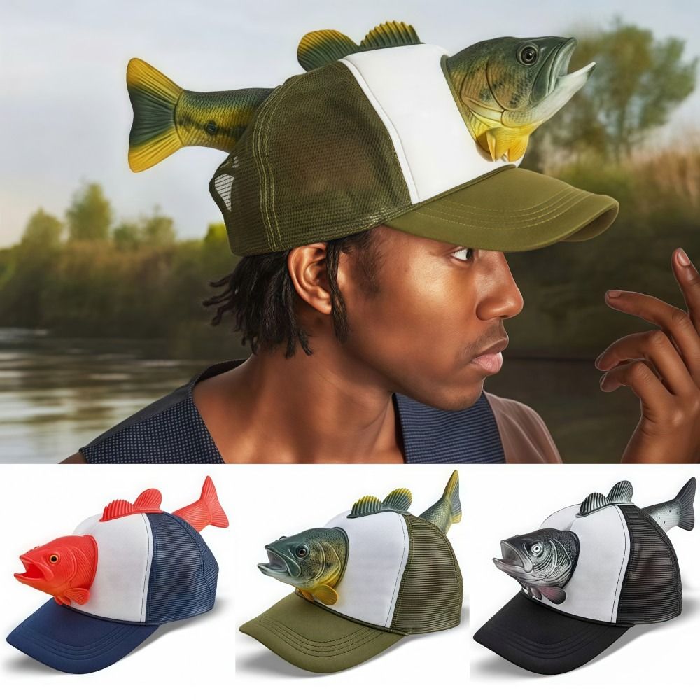 面白い 3D 魚動物トラック運転手帽子メッシュ調節可能なフィ - Trucker Cap Mesh のレビューと価格