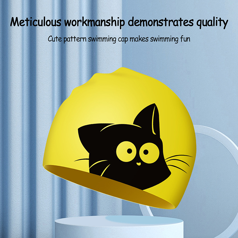 子供用の伸縮性シリコンスイミングキャップ,かわいい猫,長い髪 - Swim Hat Silicone のレビューと価格