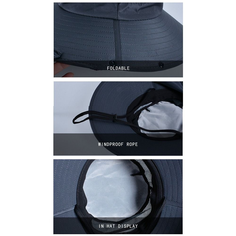ファッション布男性用サンハット大きなつば取り外し可能なショー - Bucket Hat Cotton のレビューと価格