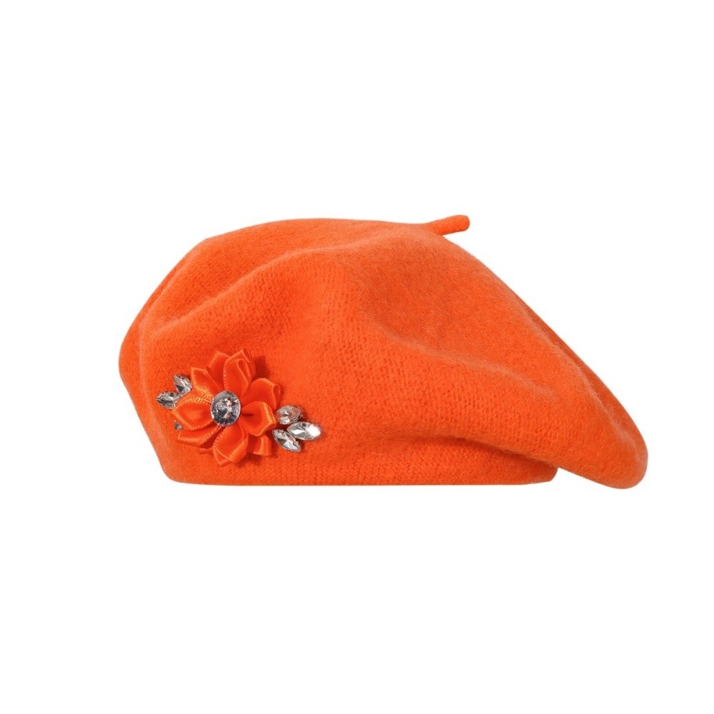 ファッションソリッドカラーウールベレー帽花柄ラインストーンク - Beret French Wool のレビューと価格