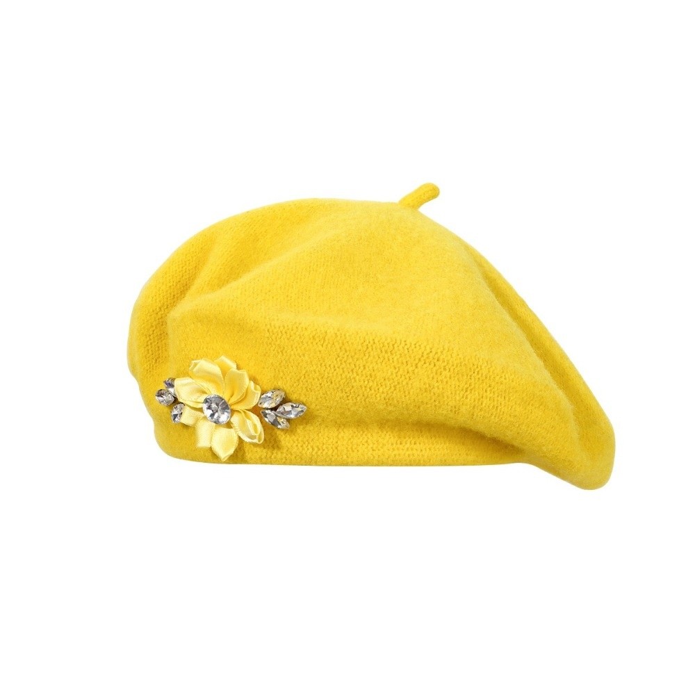 ファッションソリッドカラーウールベレー帽花柄ラインストーンク - Beret French Wool のレビューと価格