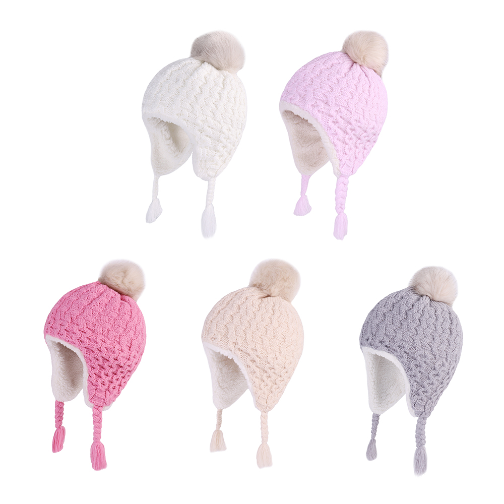 子供のためのフェイクファーポンビーニー、ニットイヤーハットフ - Trapper Hat Ear Flap のレビューと価格