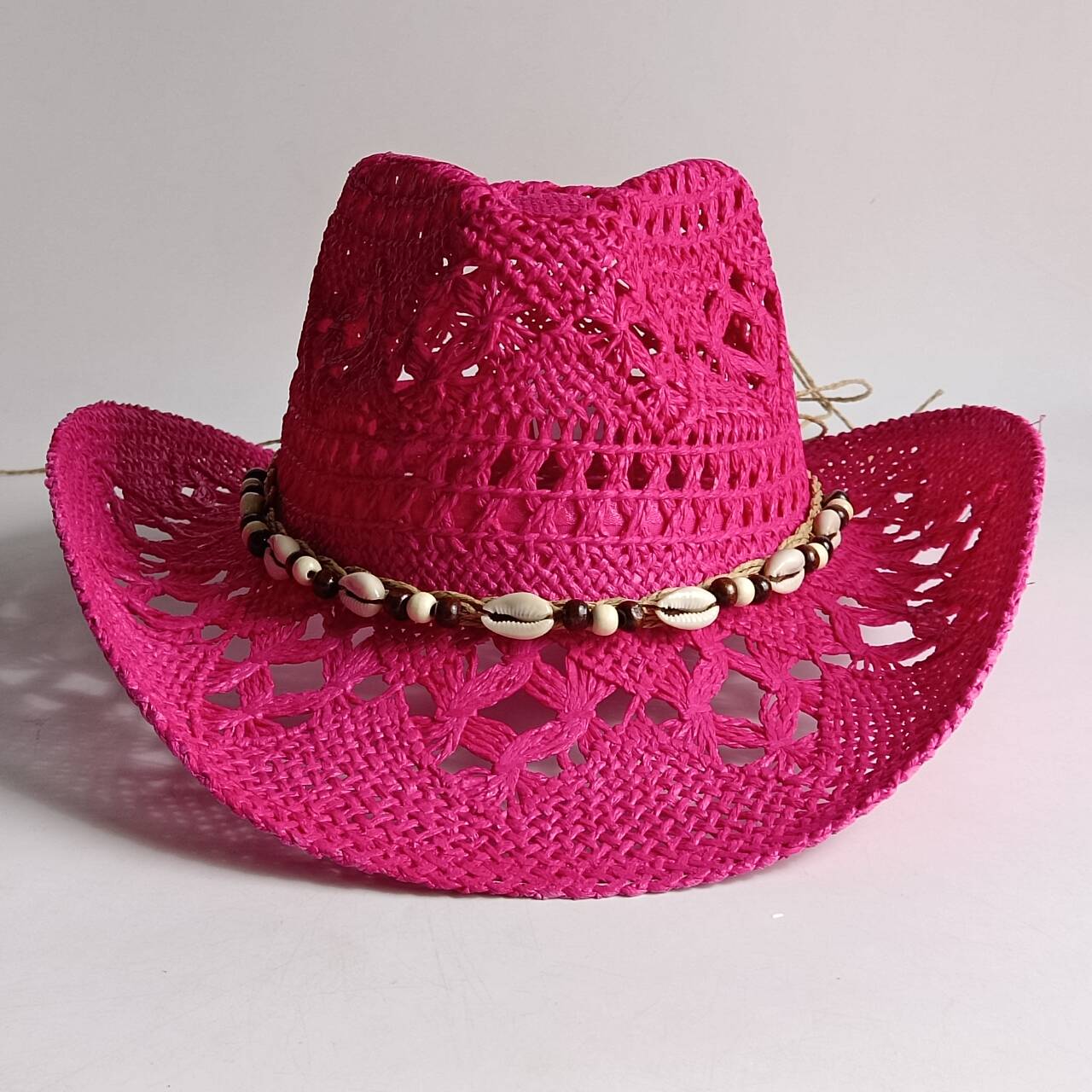 夏麦わら帽子ビーチ女性男性カウボーイハット木製ビーズ中空アウ - Cowboy Hat Straw のレビューと価格