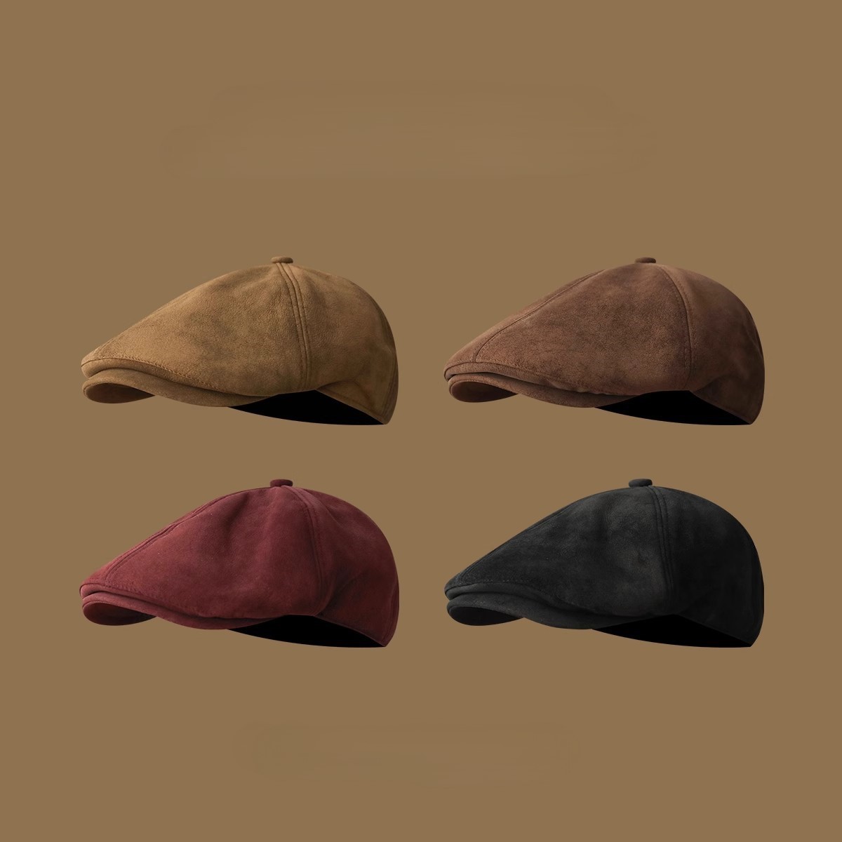 ヴィンテージスエードニュースボーイキャップ、男女兼用、カジュ - Newsboy Cap Ivy のレビューと価格