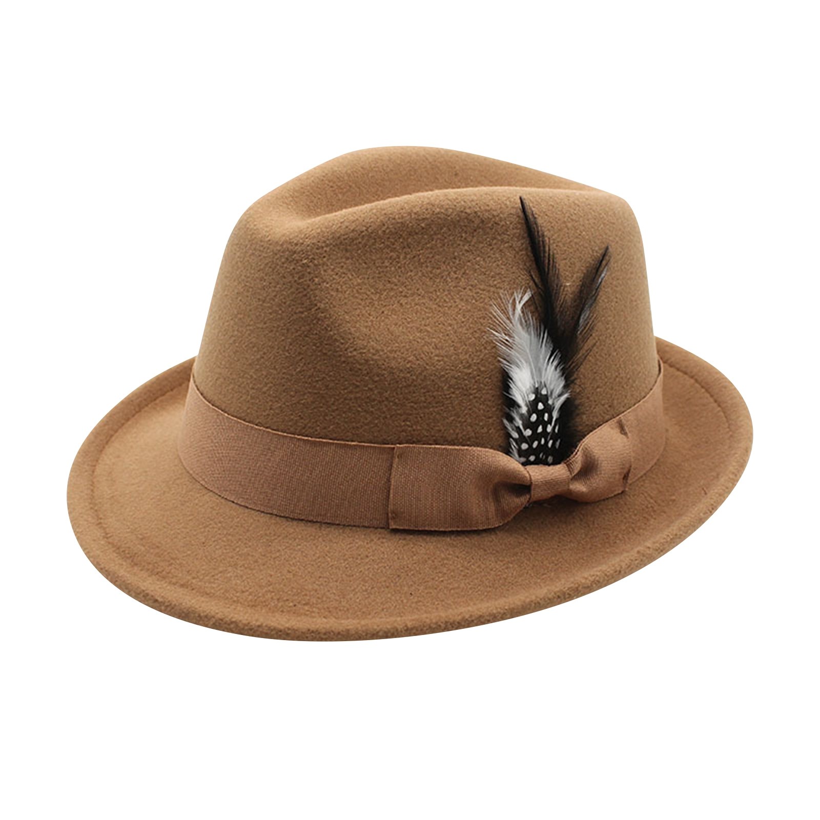 ヴィンテージフェドーラハット女性男性シルクハット、フェザーフ - Fedora Hat Wool のレビューと価格