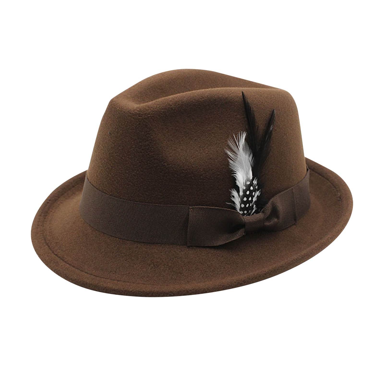 ヴィンテージフェドーラハット女性男性シルクハット、フェザーフ - Fedora Hat Wool のレビューと価格
