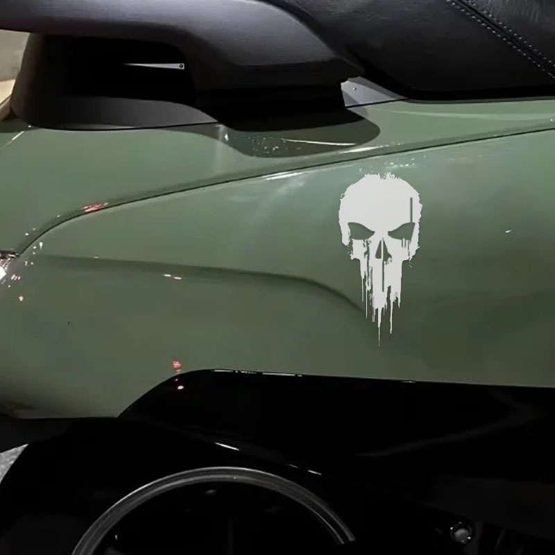 1PC クールなスケルトンスカル防水ビニールステッカー、バイ - Skull Cap Helmet Liner のレビューと価格