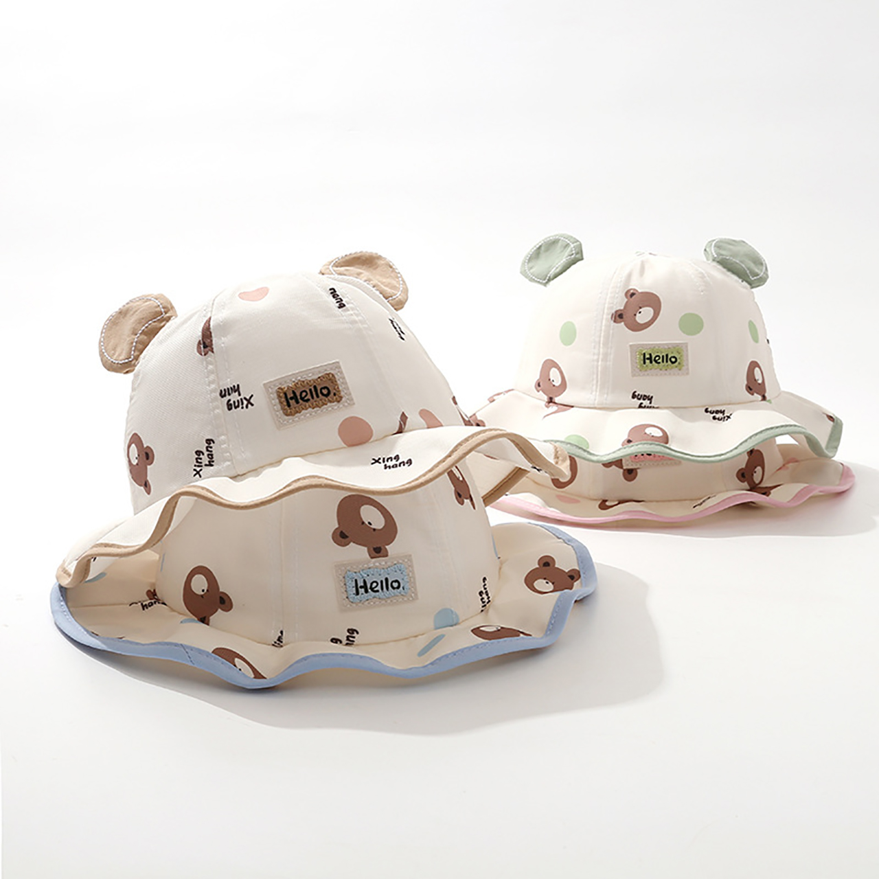 かわいいクマのバケットハット漫画ベビーサンシェード盆地キャッ - Bucket Hat Cotton のレビューと価格