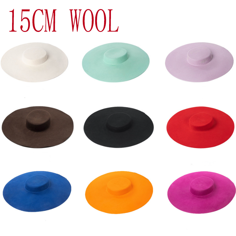 15cmウール小麦色のつば広ウールフラットトップフォーマルブ - Fedora Hat Wool のレビューと価格