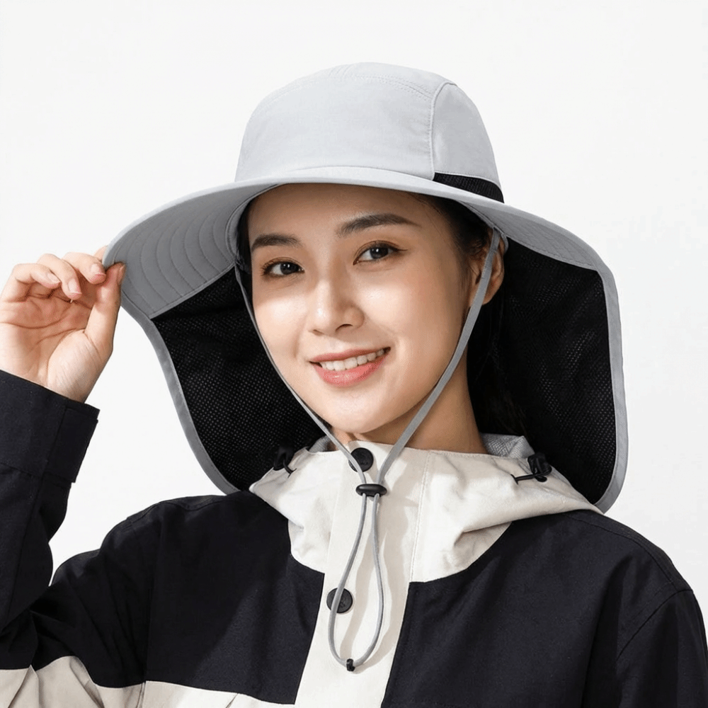 ファッションワイドブリムアウトドアサンハットネックフラップ付 - Bucket Hat Cotton のレビューと価格
