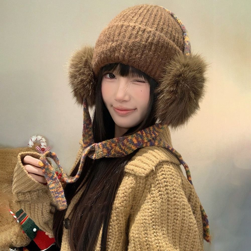 レトロニット耳当て付きビーニー、カフ付き暖かい冬用帽子、心地 - Beanie Cuffed Knit のレビューと価格
