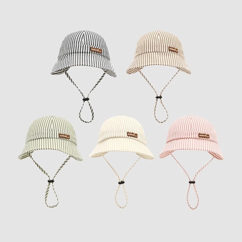新しいストライプ柄ベビーバケットハット、調節可能で通気性のあ - Sun Hat Wide Brim のレビューと価格
