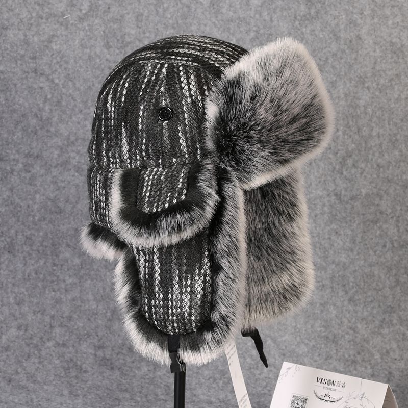 B-8433男爆撃機帽子レックスウサギの毛皮の帽子冬の雪のキ - Trapper Hat Ear Flap のレビューと価格