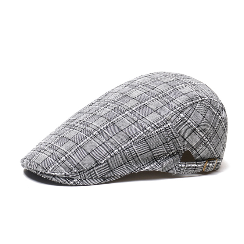 ユニセックスコットンチェック柄ニュースボーイベレー帽、調節可 - Newsboy Cap Ivy のレビューと価格