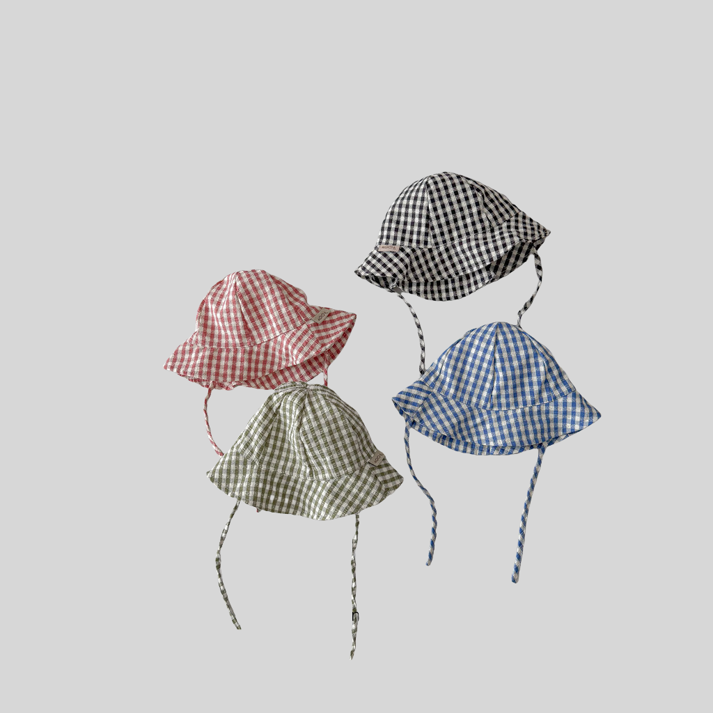 インスタイルチェック柄ベビーバケットハット春夏薄型つば広日よ - Bucket Hat Cotton のレビューと価格