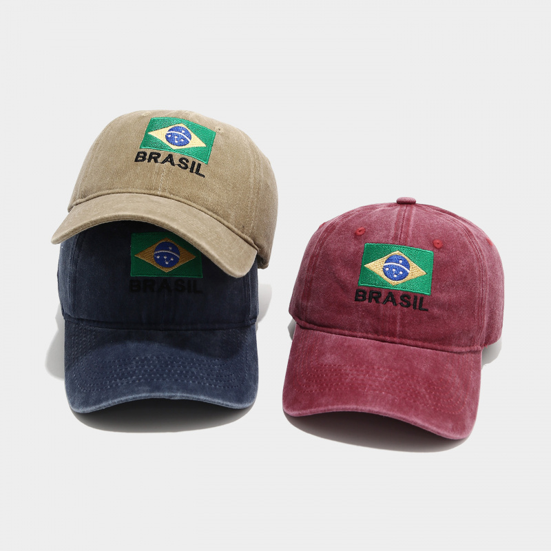 ヴィンテージブラジル国旗ブラジル文字刺繍ウォッシュドコットン - Dad Hat Cotton のレビューと価格