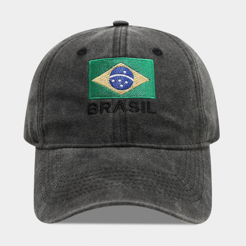 ヴィンテージブラジル国旗ブラジル文字刺繍ウォッシュドコットン - Dad Hat Cotton のレビューと価格